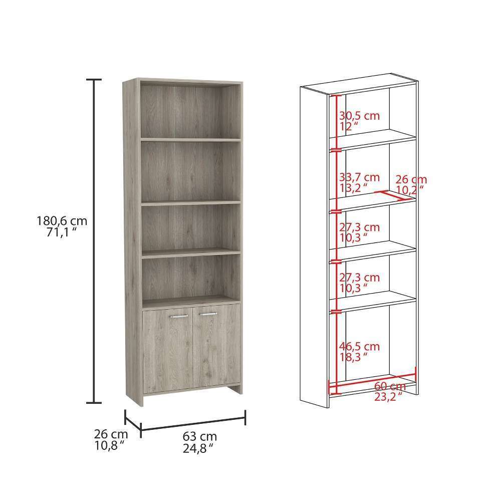 Biblioteca Lisa 180 Con Puertas RTA Ceniza