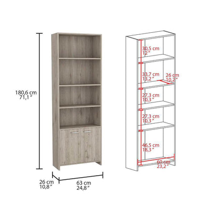 Biblioteca Lisa 180 Con Puertas RTA Ceniza