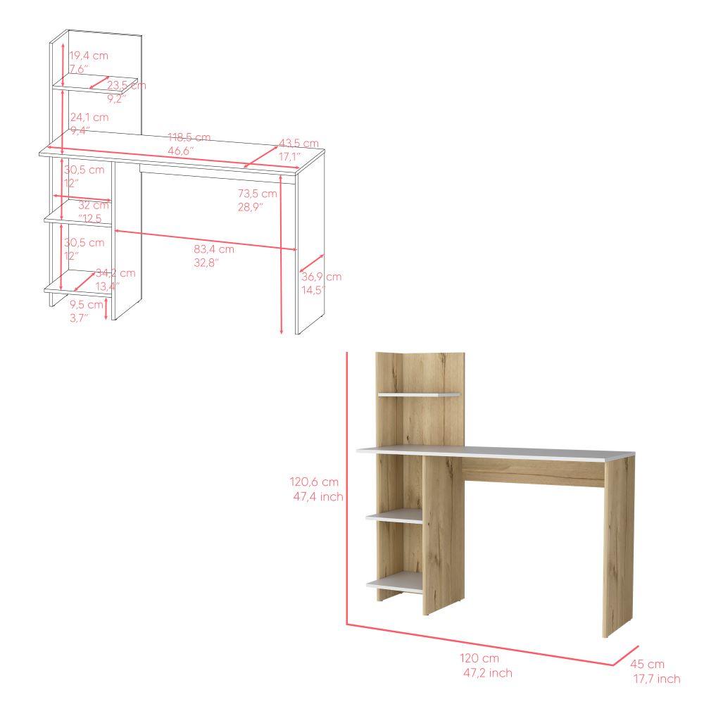 Escritorio ¡Wow!, Café Claro y Blanco, con Entrepaños y Amplia Superficie De Trabajo ZF - VIRTUAL MUEBLES