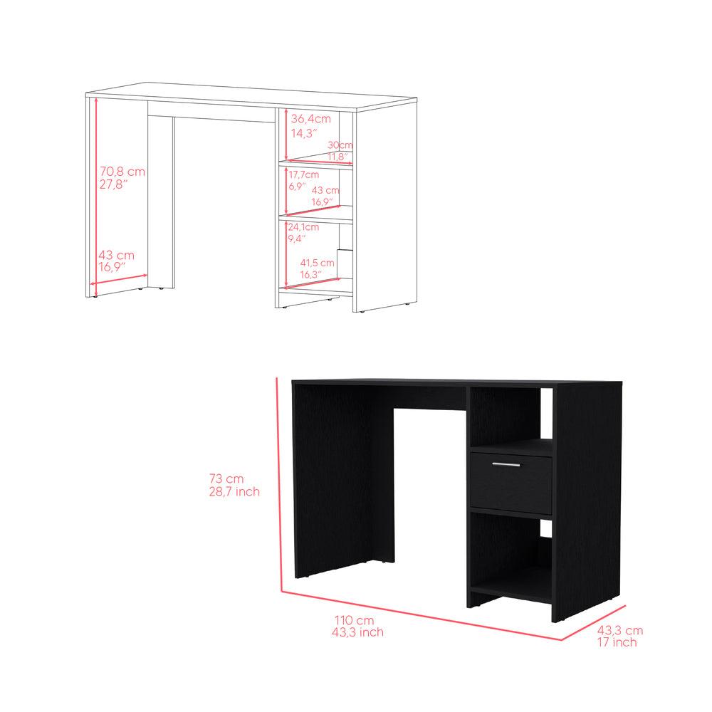 Escritorio Malasia, Wengue, con Un Cajón Archivador y Dos Entrepaños ZF - VIRTUAL MUEBLES