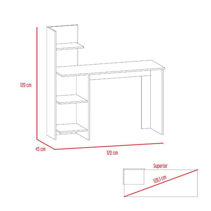 Escritorio ¡Wow!, Humo y Blanco Duqueza, con Cuatro Entrepaños - VIRTUAL MUEBLES