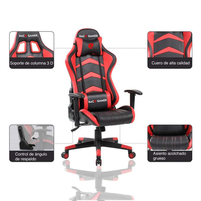 Silla Gamer Premium Roja con Negro