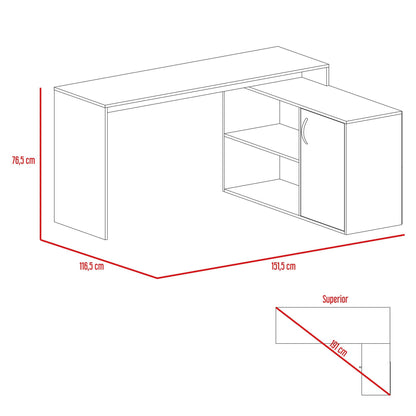 Escritorio en L Moscú color Wengue y Blanco Nevado para Oficina.
