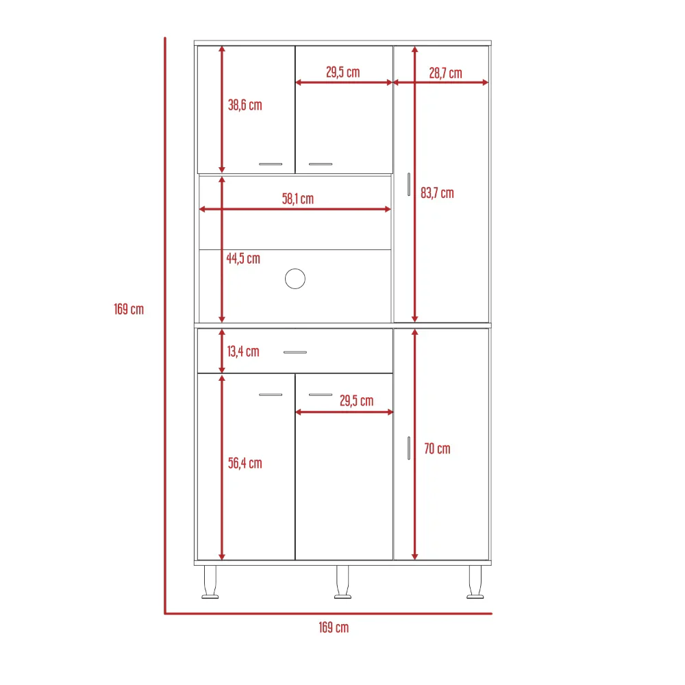 Mueble Alacena Della 90 RTA Blanco Wengue