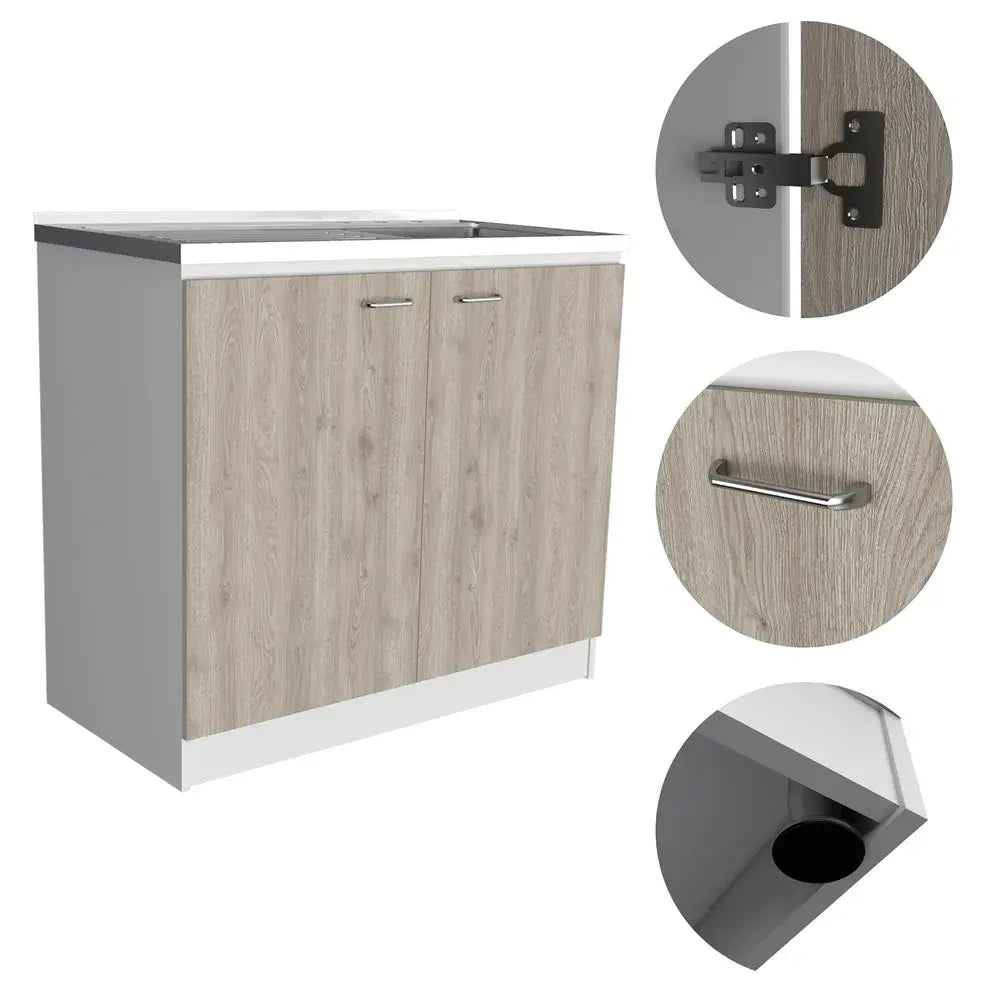 Mueble Inferior Kit Lavaplatos Napoles RTA Blanco Ceniza