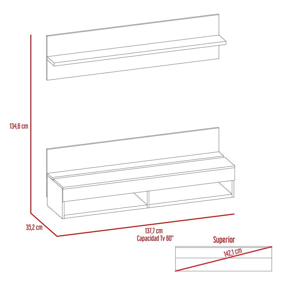 Panel TV Wall 2A RTA Miel + Plomo